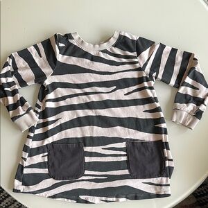 Lindex Black and White Zebra Print Long Sleeve Tunic Tee